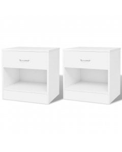 Nightstand 2 Pcs With Drawer White