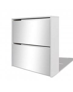 Shoe Cabinet 2-layer Mirror White 63x17x67 Cm