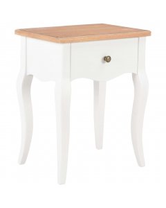 Nightstand White And Brown 40x30x50 Cm Solid Pine Wood