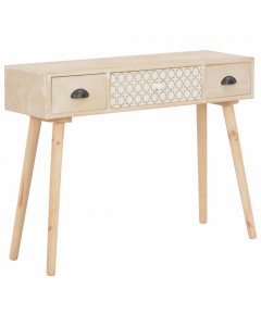 Console Table With 3 Drawers 100x30x73 Cm Solid Pinewood