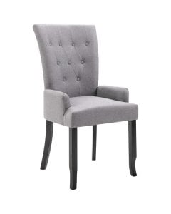 Dining Chair With Armrests Light Grey Fabric