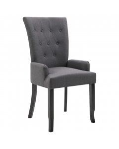 Dining Chair With Armrests Dark Grey Fabric