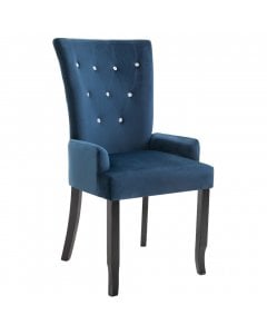 Dining Chair With Armrests Dark Blue Velvet