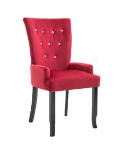 Dining Chair With Armrests Red Velvet