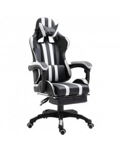 Gaming Chair Footrest White Faux Leather