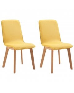 Dining Chairs 2 Pcs Solid Wood Yellow Fabric