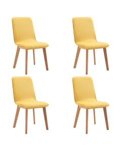 Dining Chairs 4 Pcs Yellow Fabric Solid Wood