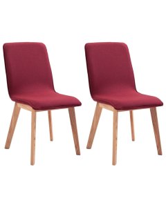 Dining Chairs 2 Pcs Solid Wood Red Fabric