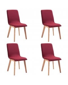 Dining Chairs 4 Pcs Solid Wood  Red Fabric