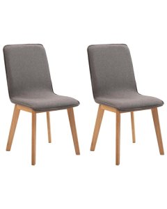 Dining Chairs 2 Pcs  Solid Wood Taupe Fabric