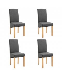 Dining Chairs 4 Pcs Grey Fabric and Wooden Frame