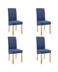 Dining Chairs 4 Pcs Blue Fabric and Wooden Frame