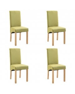 Dining Chairs 4 Pcs Green Fabric and Wooden Frame