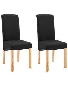 Dining Chairs 2 Pcs Black Fabric and Wooden Frame