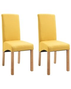 Dining Chairs 2 Pcs Yellow Fabric and Wooden Frame