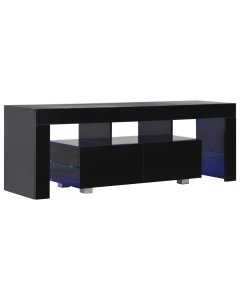 Tv Cabinet With Led Lights High Gloss Black 130x35x45 Cm