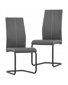 Cantilever Dining Chairs 2 Pcs Grey Faux Leather