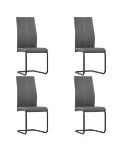 Cantilever Dining Chairs 4 Pcs Grey Faux Leather