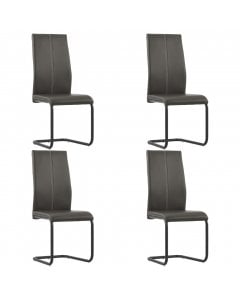 Cantilever Dining Chairs 4 Pcs Brown Faux Leather