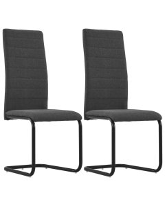 Cantilever Dining Chairs 2 Pcs Dark Grey Fabric