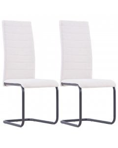 Cantilever Dining Chairs 2 Pcs Cream Fabric