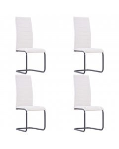 Cantilever Dining Chairs 4 Pcs Cream Fabric