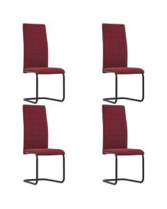 Cantilever Dining Chairs 4 Pcs Wine Fabric