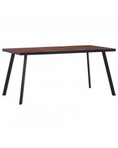 Dining Table Dark Wood And Black 160x80x75 Cm Mdf