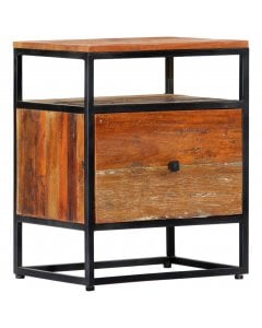 Bedside Cabinet 40x30x50 Cm Solid Reclaimed Wood And Steel