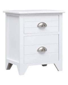 Nightstand White 38x28x45 Cm Paulownia Wood