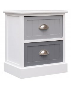 Nightstand Grey 38x28x45 Cm Paulownia Wood