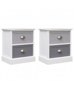 Nightstands 2 Pcs Grey 38x28x45 Cm Paulownia Wood
