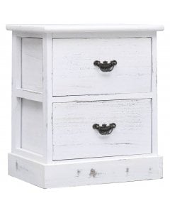 Bedside Cabinet White 38x28x45 Cm Paulownia Wood