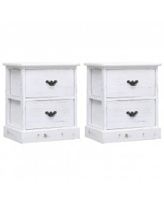 Bedside Cabinets 2 Pcs White 38x28x45 Cm Paulownia Wood