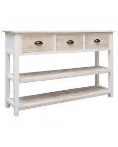 Sideboard Natural And White 115x30x76 Cm Wood