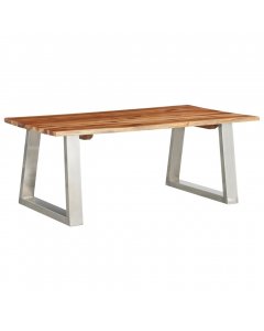 Coffee Table 100x60x40 Cm Solid Acacia Wood And Stainless Steel