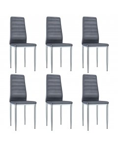 Dining Chairs 6 Pcs Grey Faux Suede Leather