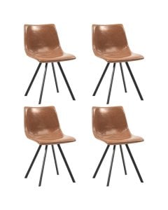 Dining Chairs 4 Pcs Cognac Faux Leather