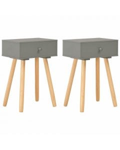Bedside Tables 2 Pcs Grey Solid Pinewood