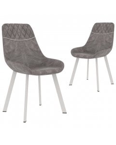 Dining Chairs 2 Pcs Grey Faux Leather