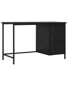 Desk With Drawers Industrial Black 120x55x75 Cm Steel