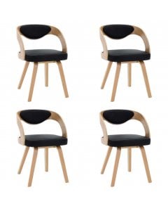 Dining Chairs 4 Pcs Black Bent Wood And Faux Leather