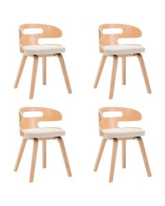 Dining Chairs 4 Pcs Cream Bent Wood And Faux Leather