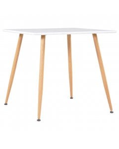 Dining Table White And Oak 80.5x80.5x73 Cm Mdf