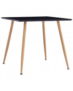 Dining Table Black And Oak 80.5x80.5x73 Cm Mdf