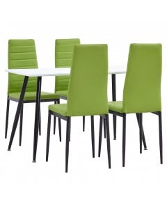 5 Piece Dining Set Faux Leather Lime Green