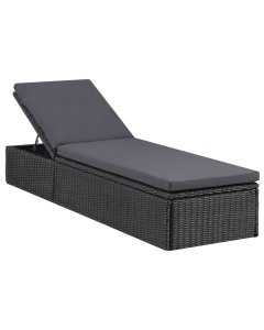 Sunlounger Poly Rattan Black And Dark Grey