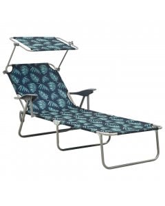 Sun Lounger With Canopy Steel Leaf Print