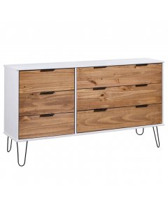 Drawer Cabinet Light Wood And White 119.3x39.5x73.6cm Pine Wood