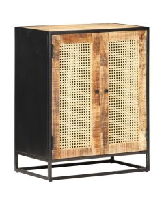 Sideboard 60x35x75 Cm Rough Mango Wood And Natural Cane
